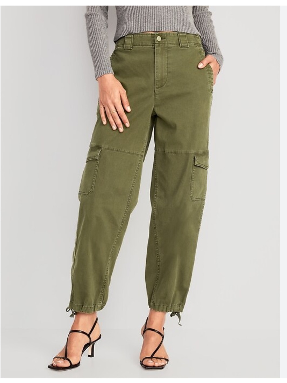 OLD NAVY Balloon Cargo Pant Olive Green Size Medium‎ Cropped Utility Streetwear